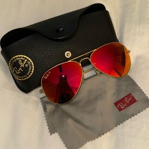 Ray-Ban Aviator Orange Flash Lenses With Gold Finish